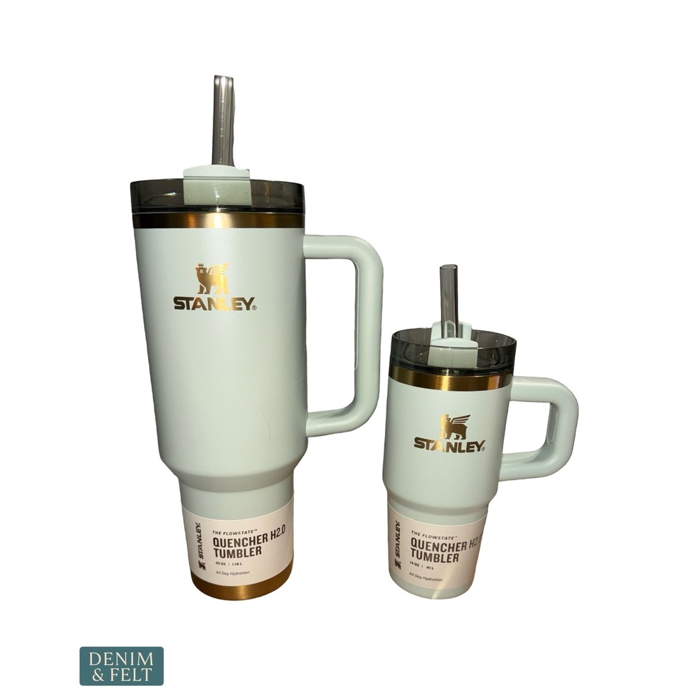 NEW Stanley Holiday Quencher H2.0 Gilded Celadon Mommy & Me Tumbler Set Rare - Picture 5 of 13